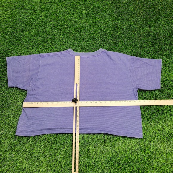 Vintage 90s Cape-Cod Paisley Stripes Cropped Shirt Womens 2XL 24x17 Purple USA - Picture 8 of 11